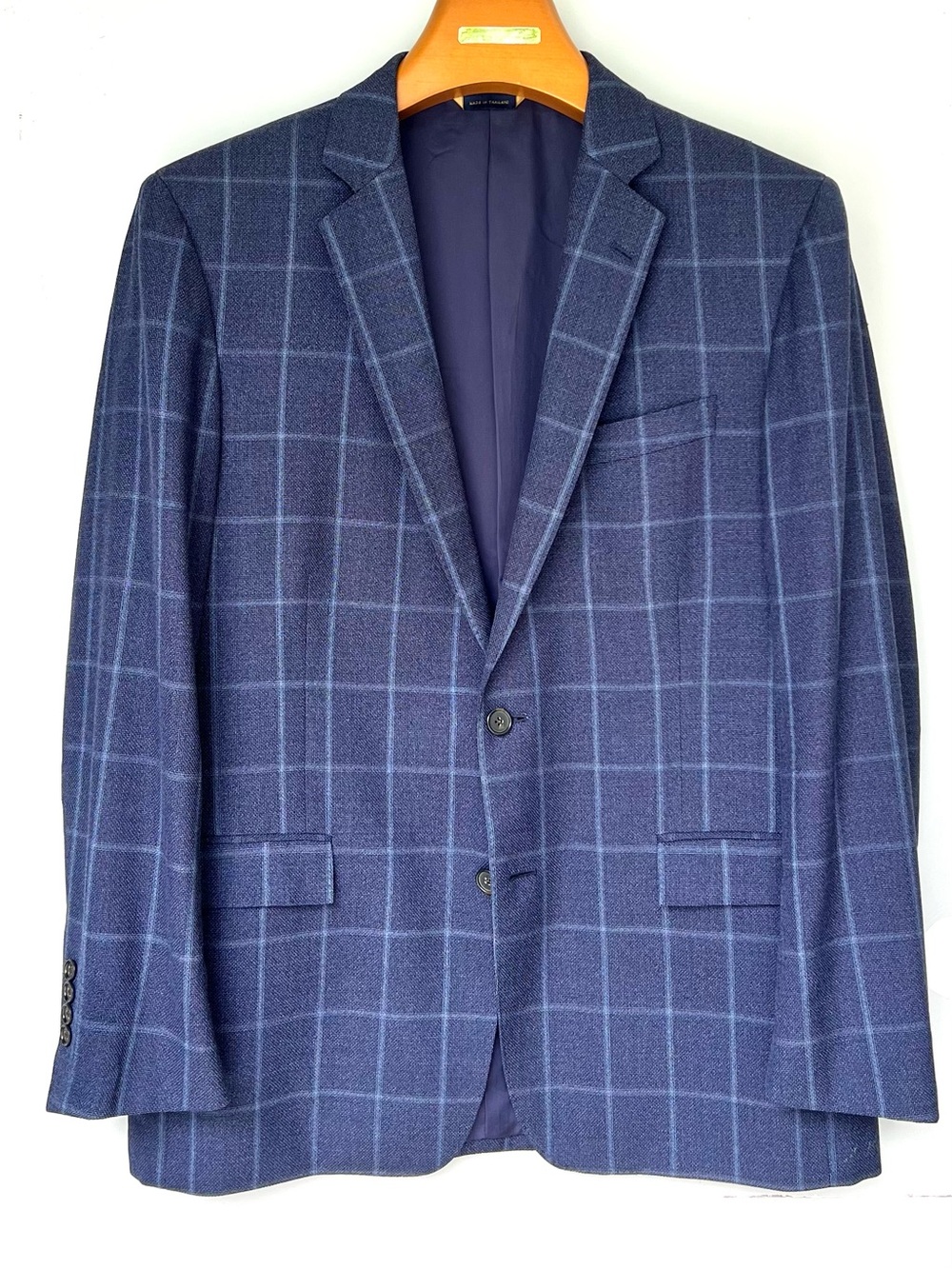 Brooks Brothers with Reda Fabric Navy Windowpane Blazer with Light Blue Grid